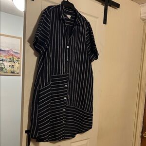 J. Jill Black and White Striped Mini Dress